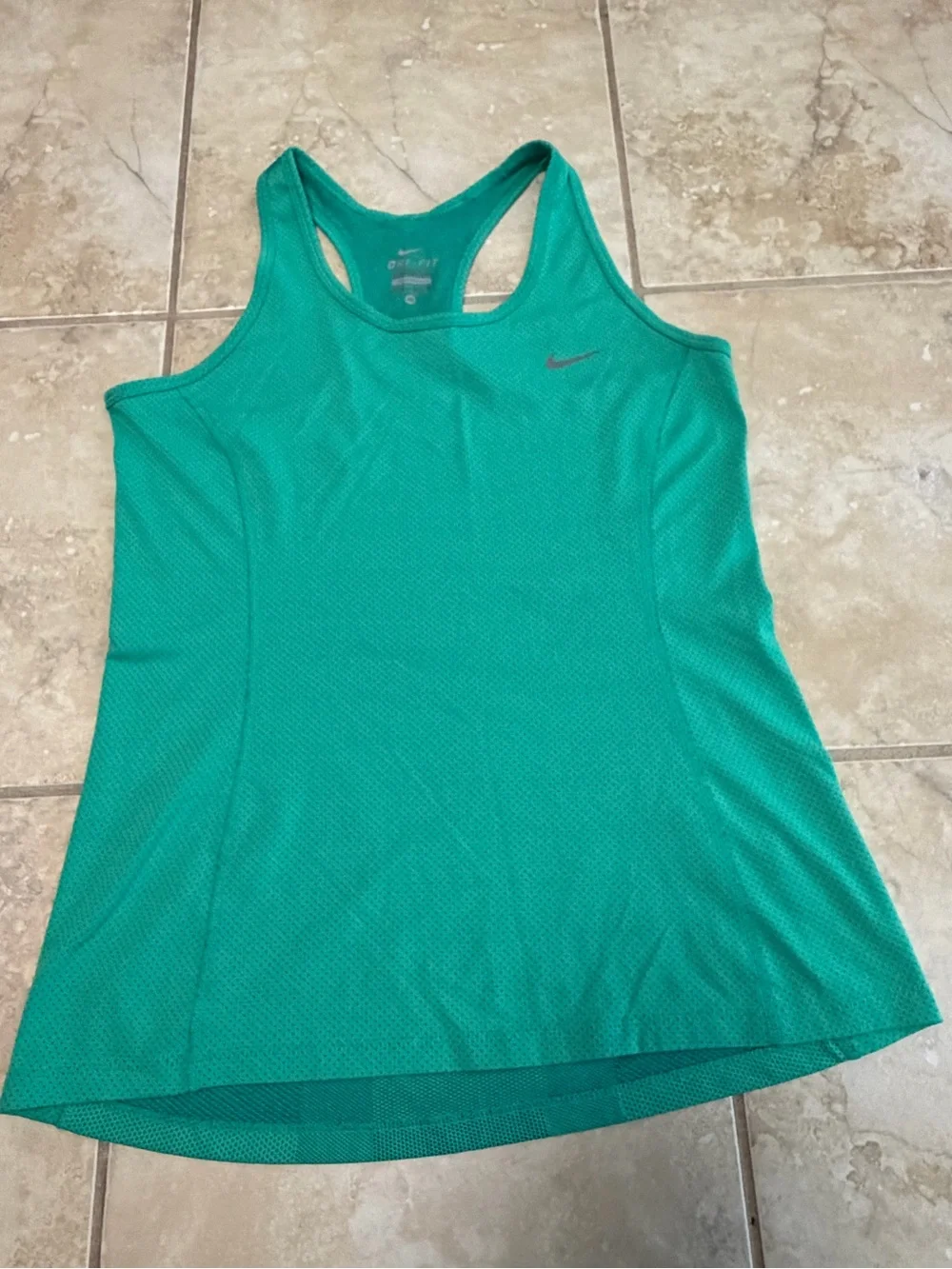 Nike Women’s Dri-FIT Racerback Tank Top XS Teal Green Mesh Running Athletic